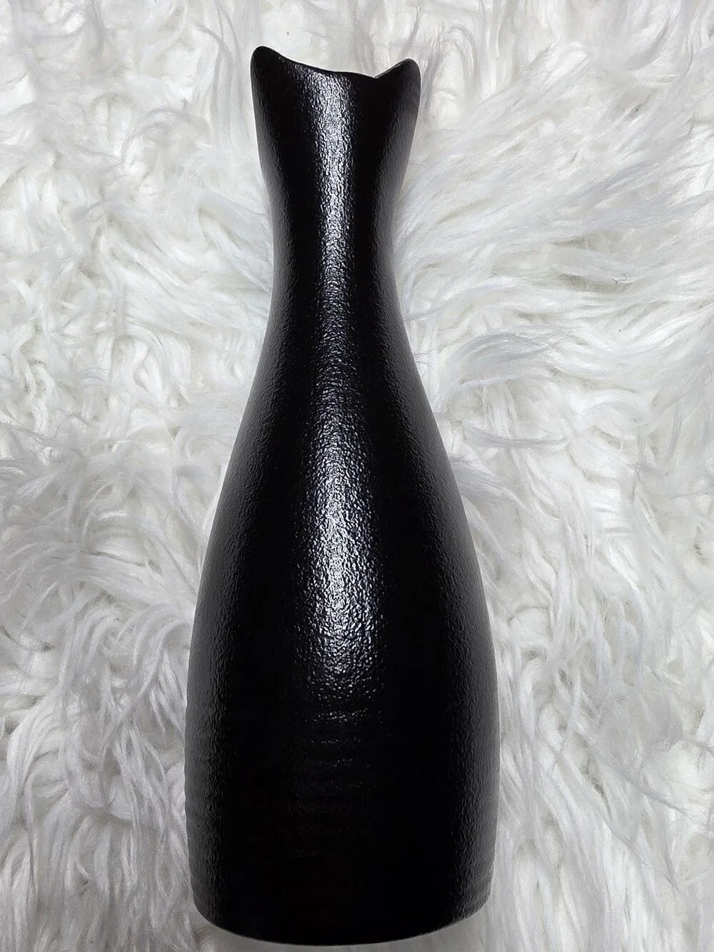 Black Cat Ceramic Vase with Gold Accent
